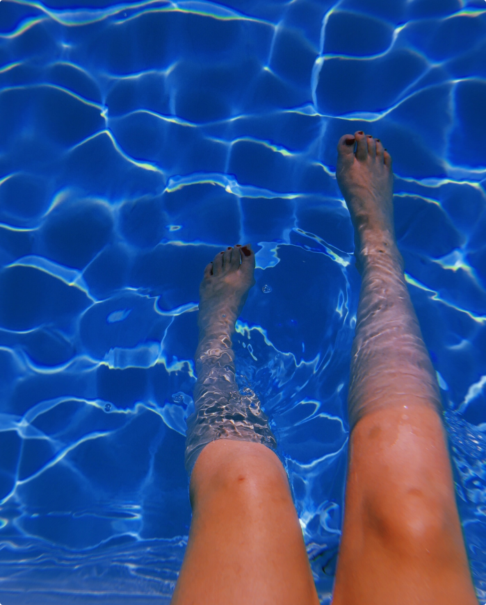 shaved leg in the pool